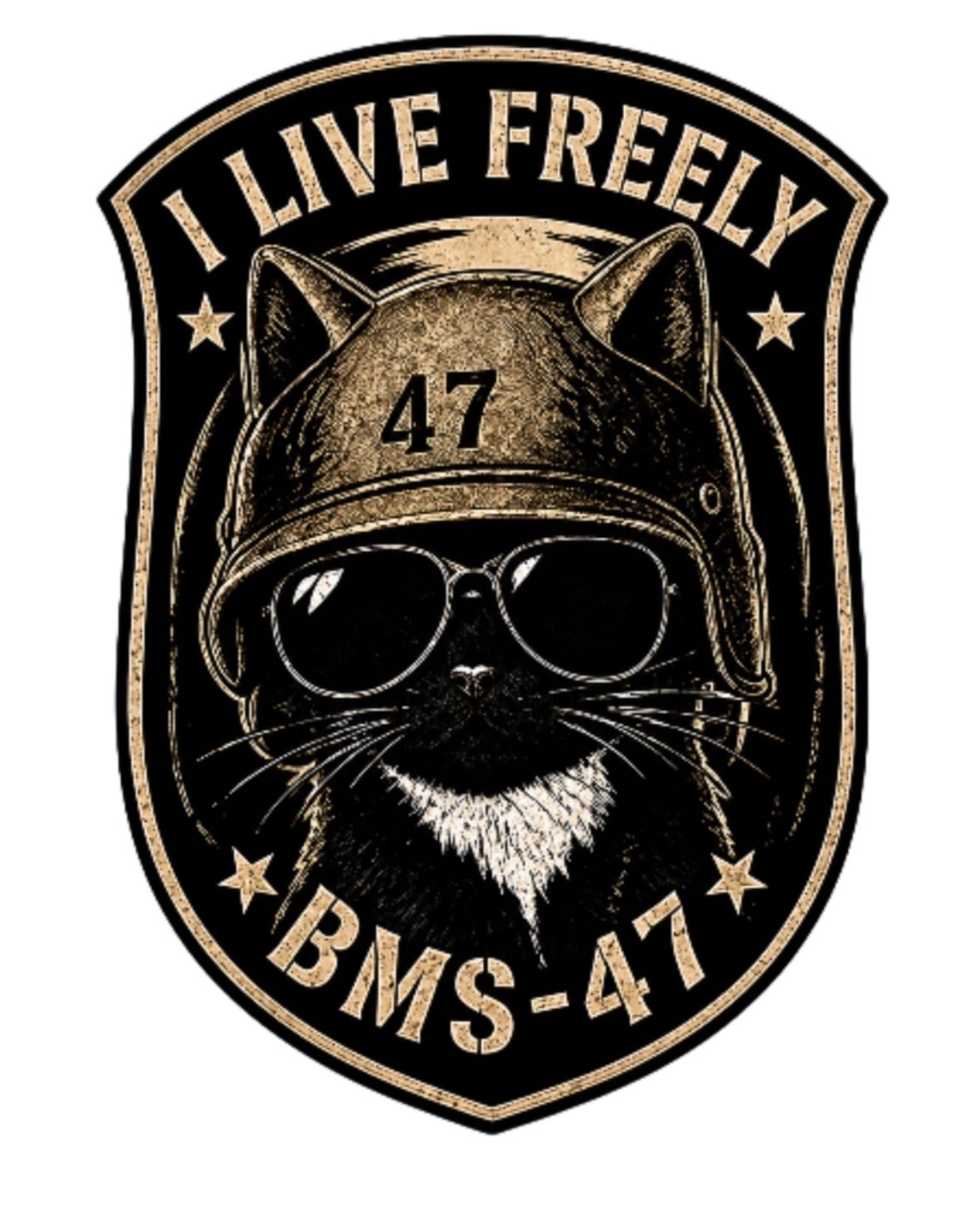 BMS-47 “I LIVE FREELY” CAT TEE/白