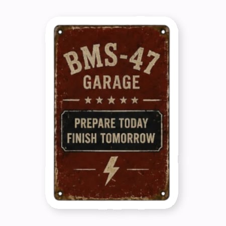 BMS-47 GARAGE VINTAGE WARNING PLATE マットステッカー