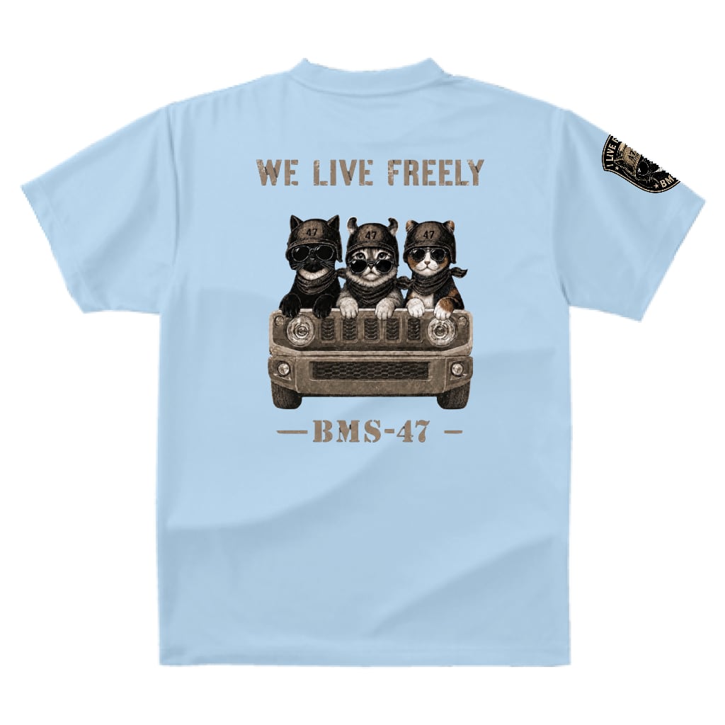 WE LIVE FREELY ROUGH ROADS CAT TEE／水色