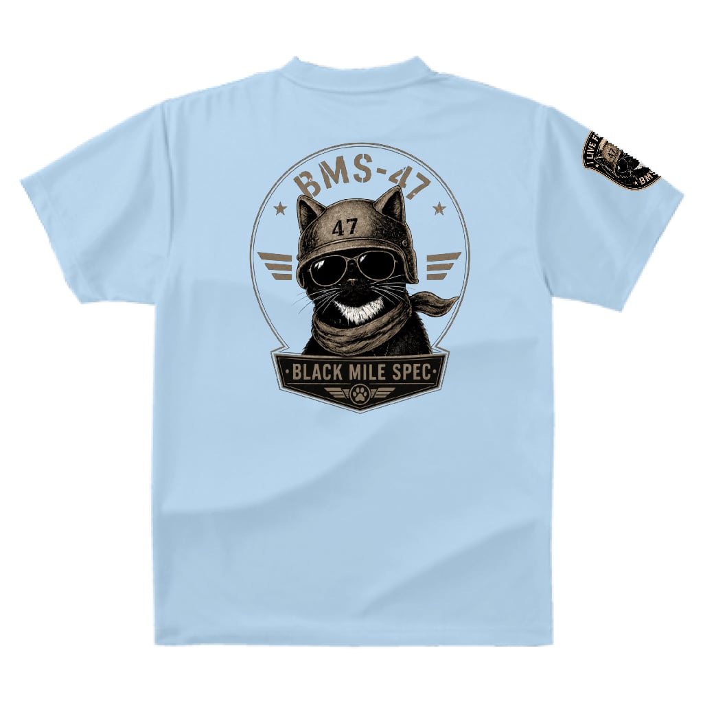 BMS-47 BLACK MILE SPEC TEE “BLACK CAT”/水色