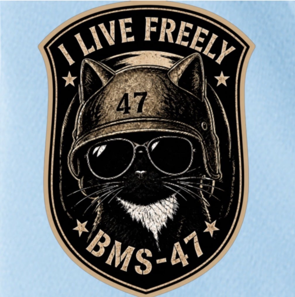I LIVE FREELY ROUGH ROADS CAT TEE/水色