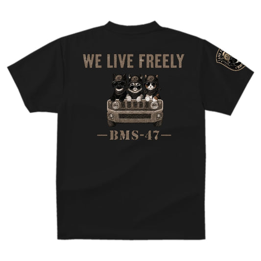 I LIVE FREELY ROUGH ROADS CAT TEE/黒