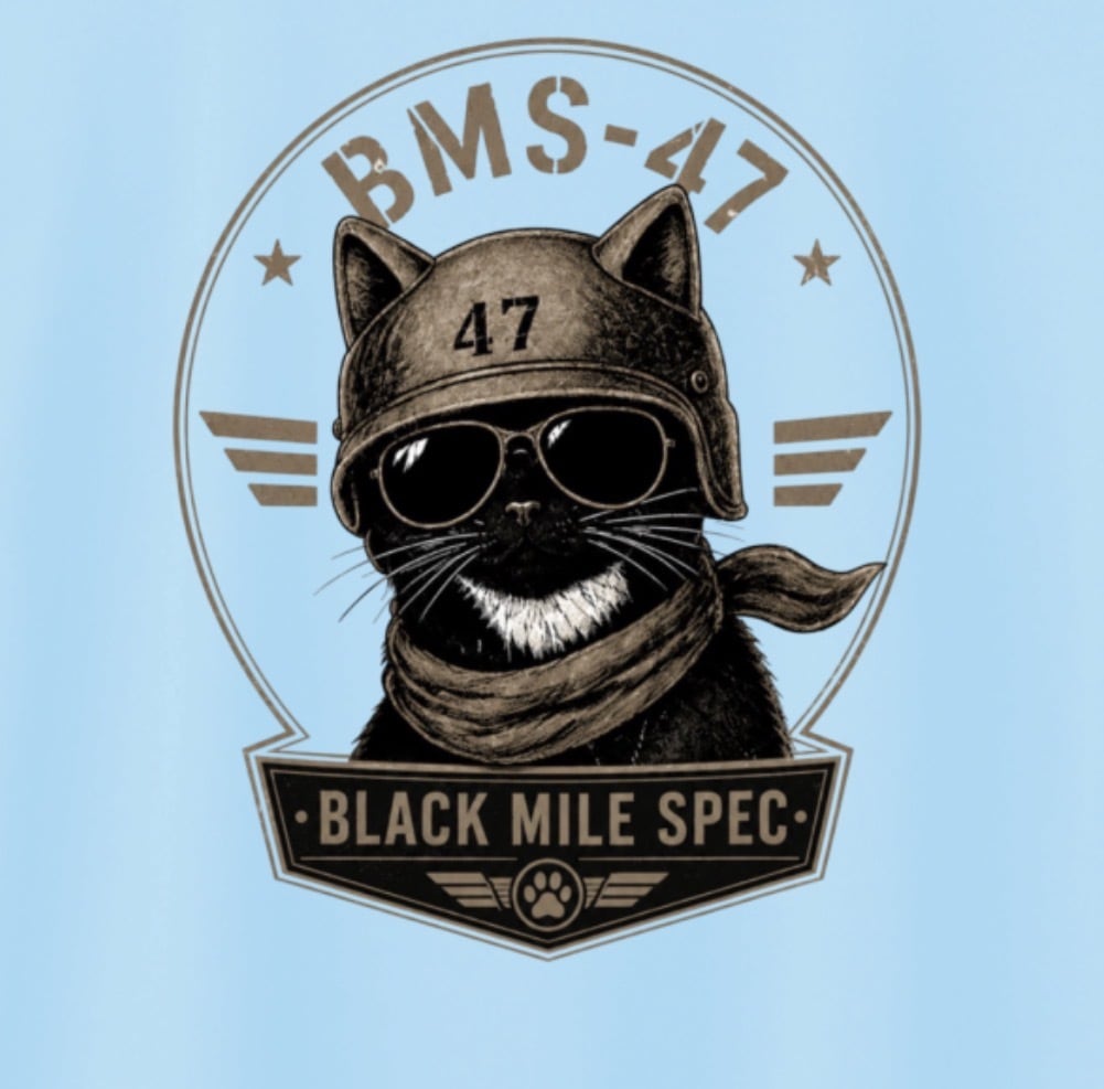 BMS-47 BLACK MILE SPEC TEE “BLACK CAT”/水色