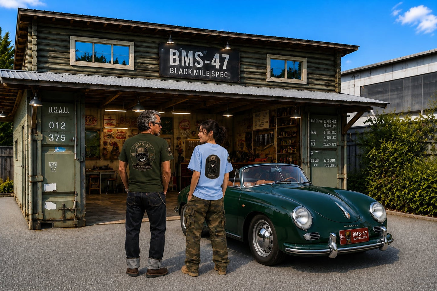BMS-47 CLASSIC GARAGE CAT TEE/水色