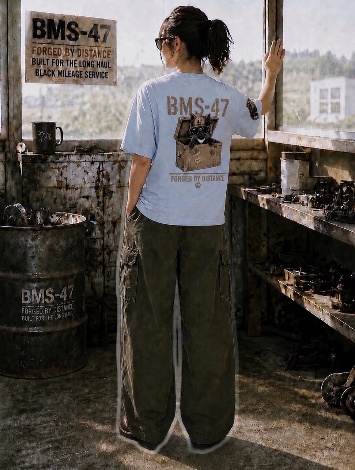 HANGAR CAT TEE / 水色