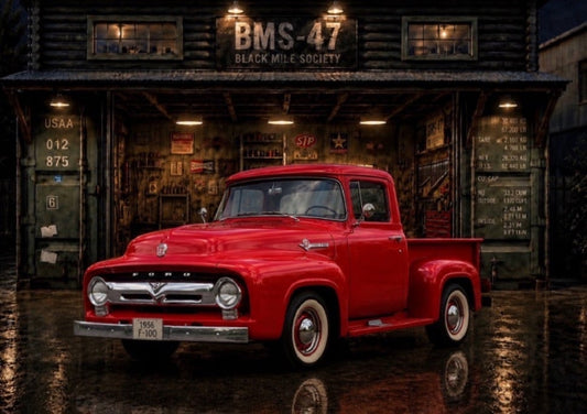 BMS-47 RED FORD GARAGE A2 POSTER