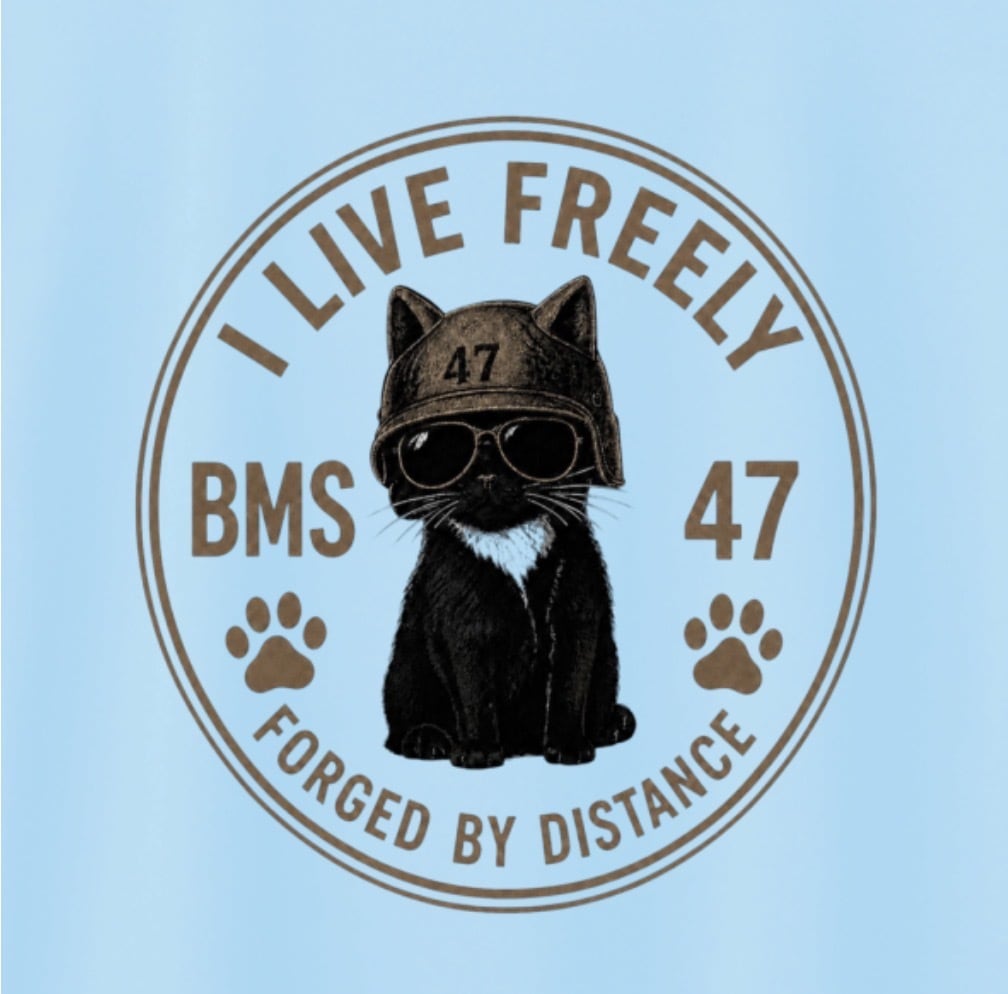 BMS-47I  LIVE FREELY CAT TEE／水色