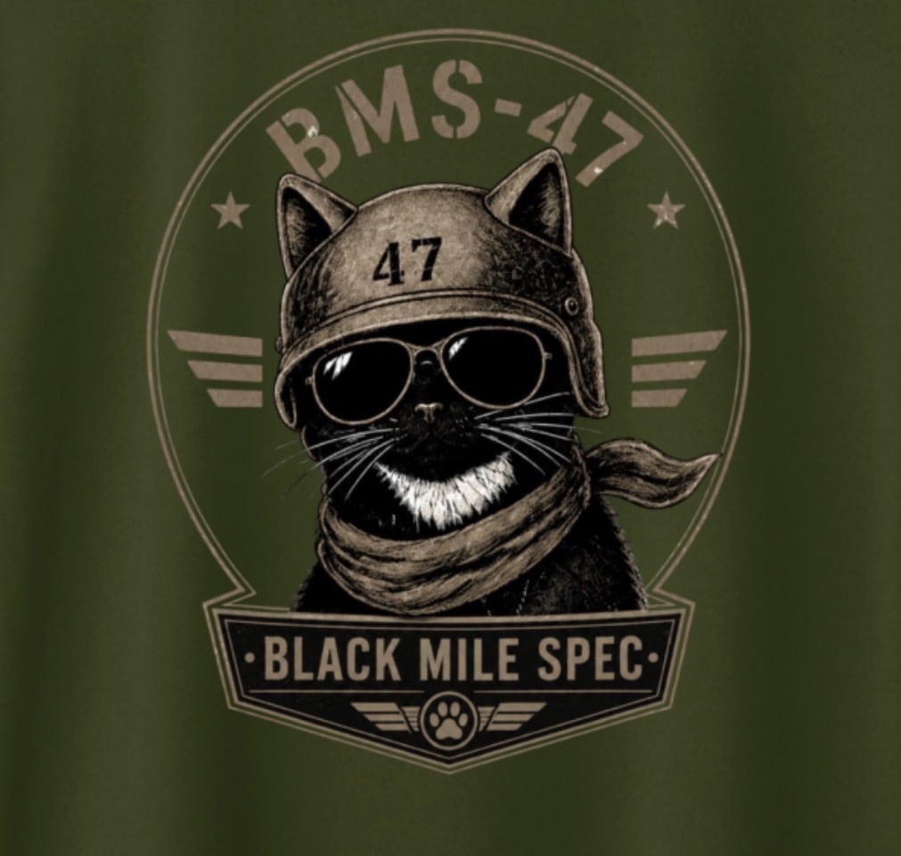 BMS-47 BLACK MILE SPEC TEE “BLACK CAT”/緑
