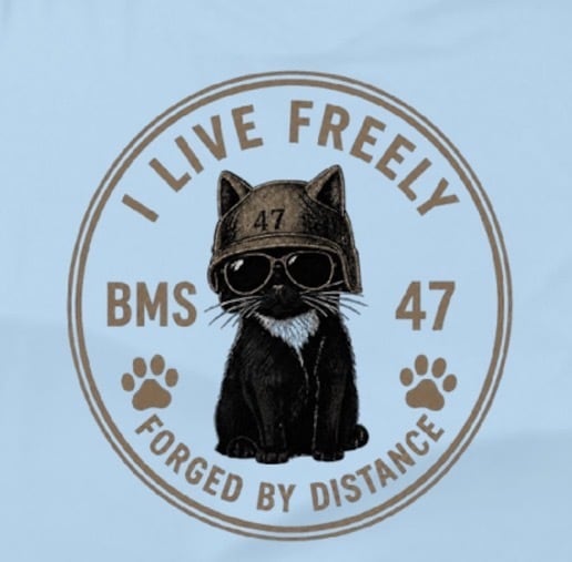 BMS-47I  LIVE FREELY CAT TEE／水色