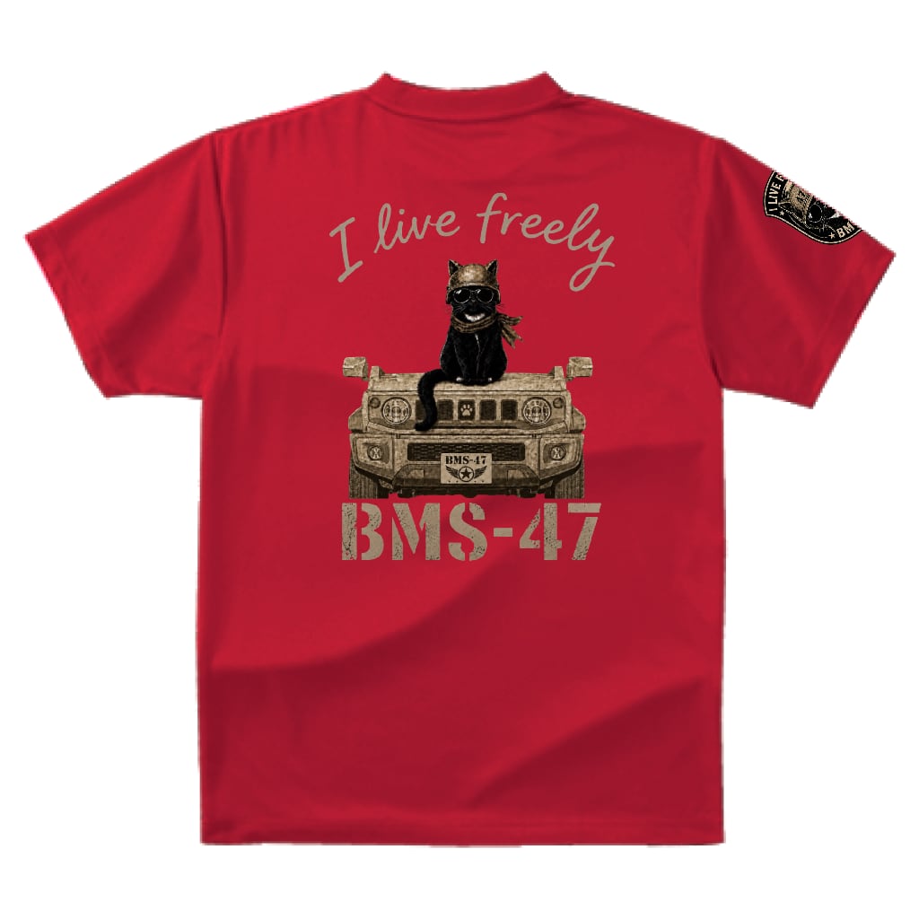 I LIVE FREELY ROUGH ROADS CAT TEE／赤