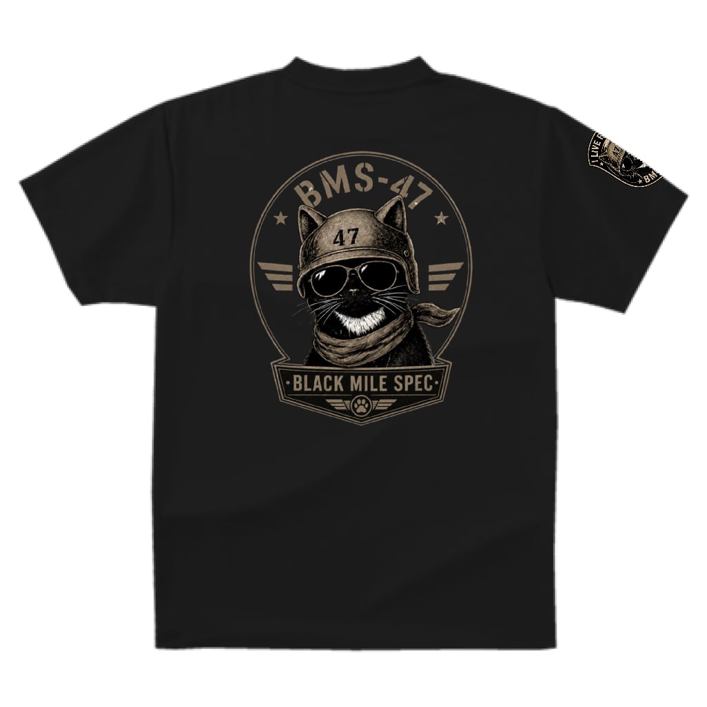 BMS-47 BLACK MILE SPEC TEE “BLACK CAT”/黒
