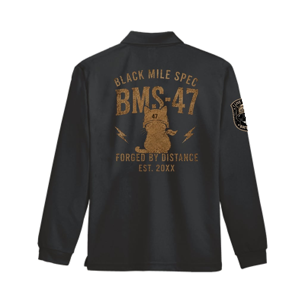 BMS-47 GARAGE CAT ドライロングスリーブポロシャツ