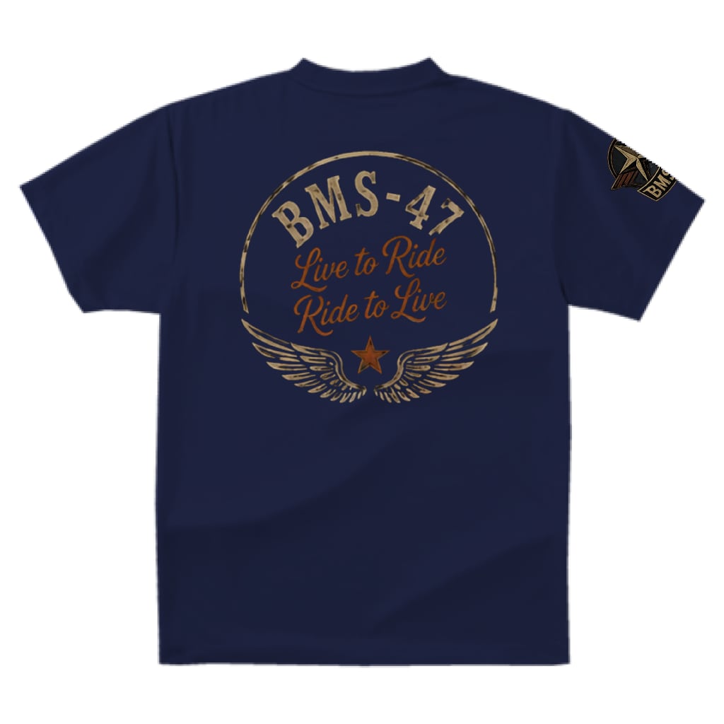 BMS-47 Live to Ride TEE/紺