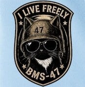 BMS-47 “I LIVE FREELY” CAT TEE／水色