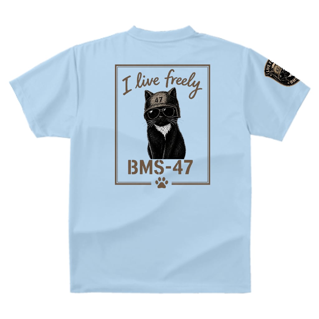 BMS-47 “I LIVE FREELY” CAT TEE／水色