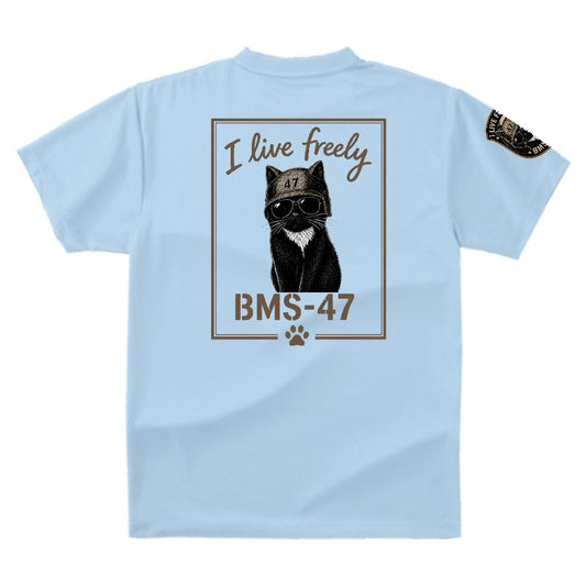 BMS-47 “I LIVE FREELY” CAT TEE／水色