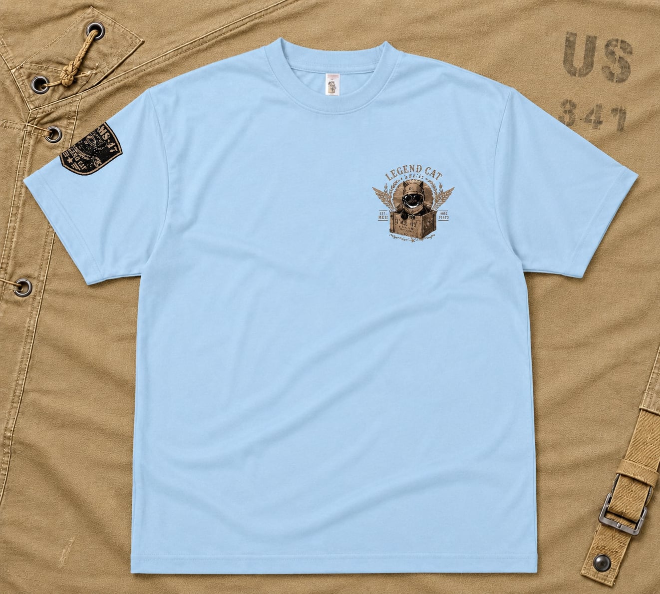 HANGAR LEGEND CAT TEE/ 水色