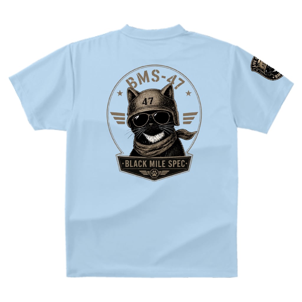BMS-47 BLACK MILE SPEC TEE “BLACK CAT”/水色