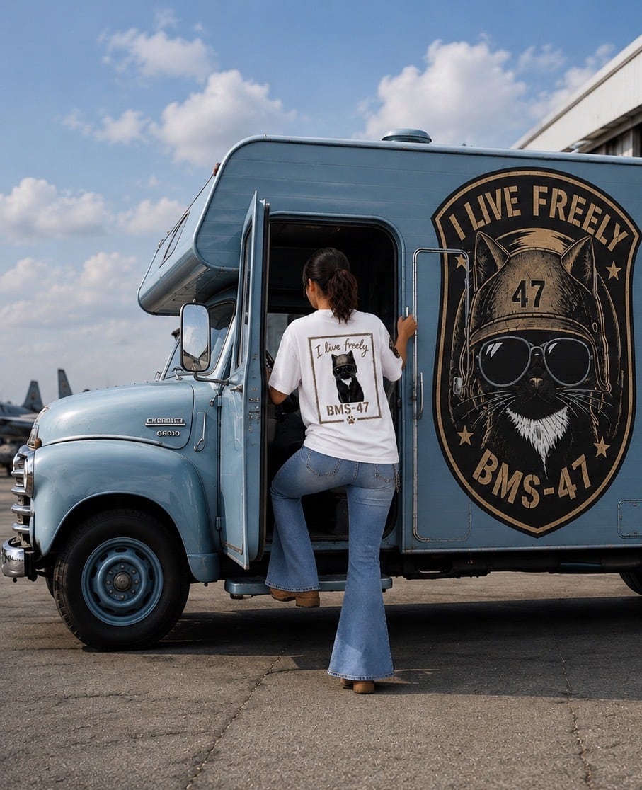 BMS-47 “I LIVE FREELY” CAT TEE／白