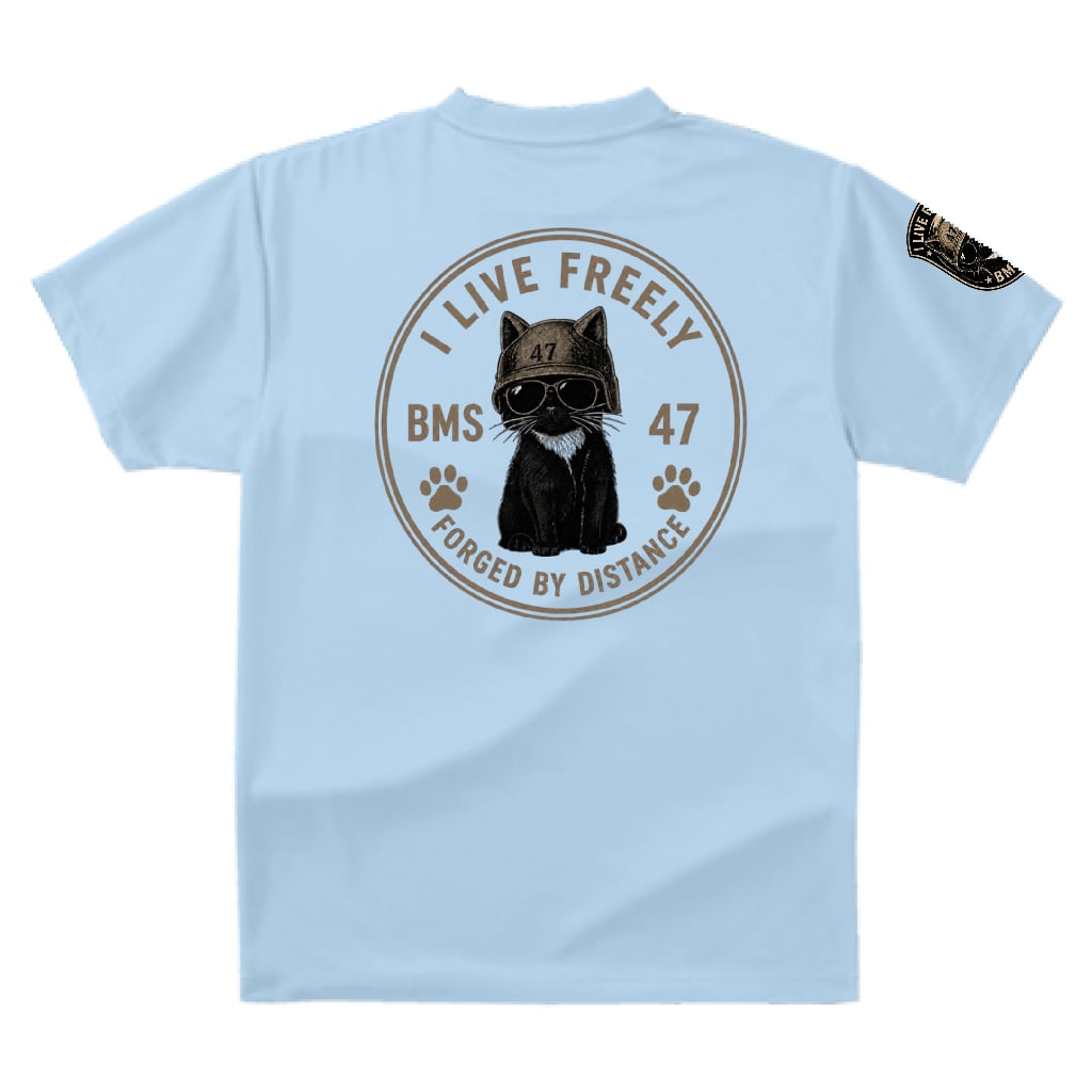 BMS-47I  LIVE FREELY CAT TEE／水色