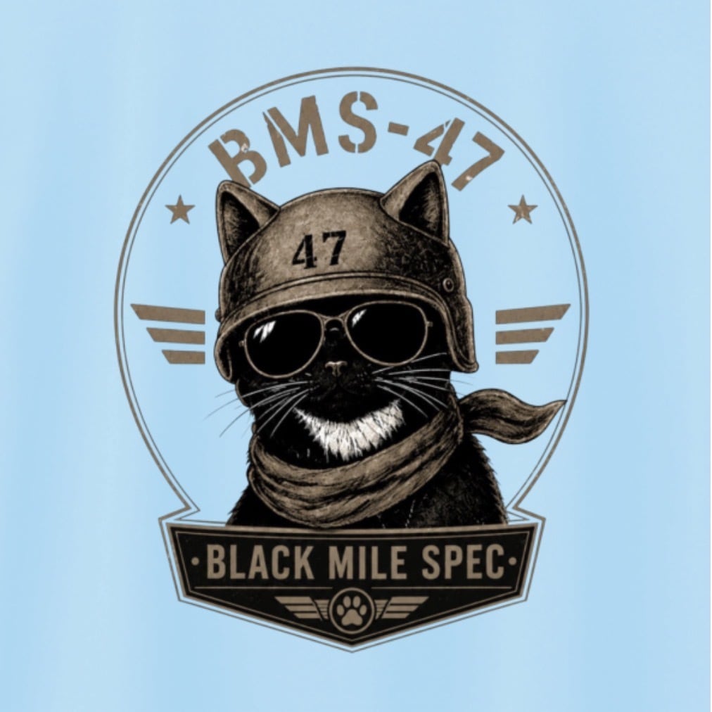 BMS-47 BLACK MILE SPEC TEE “BLACK CAT”/水色