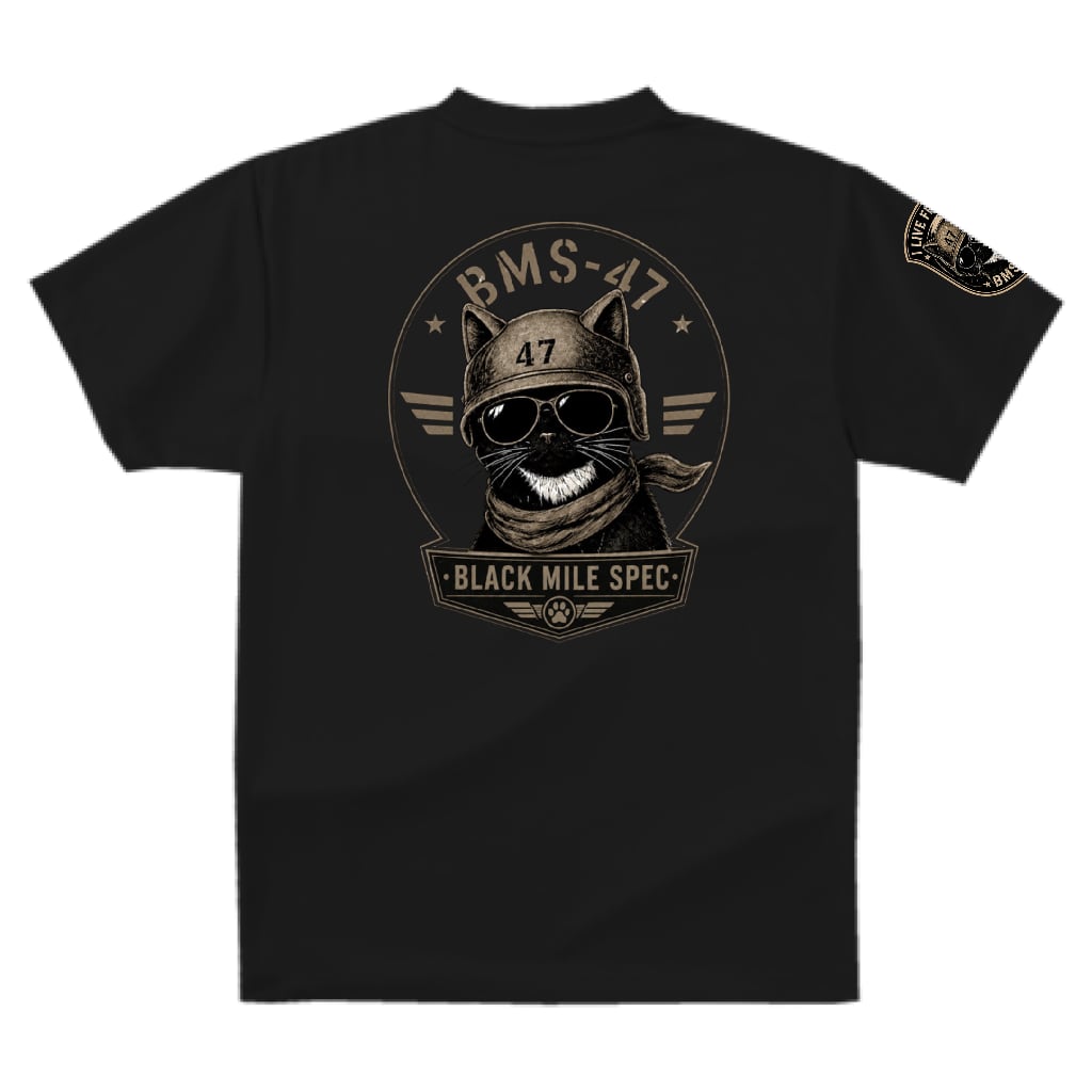 BMS-47 BLACK MILE SPEC TEE “BLACK CAT”/黒