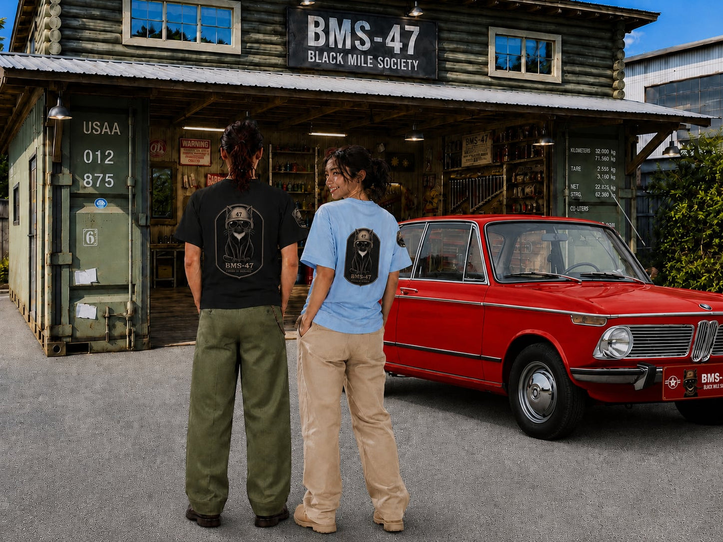 BMS-47 CLASSIC GARAGE CAT TEE/黒