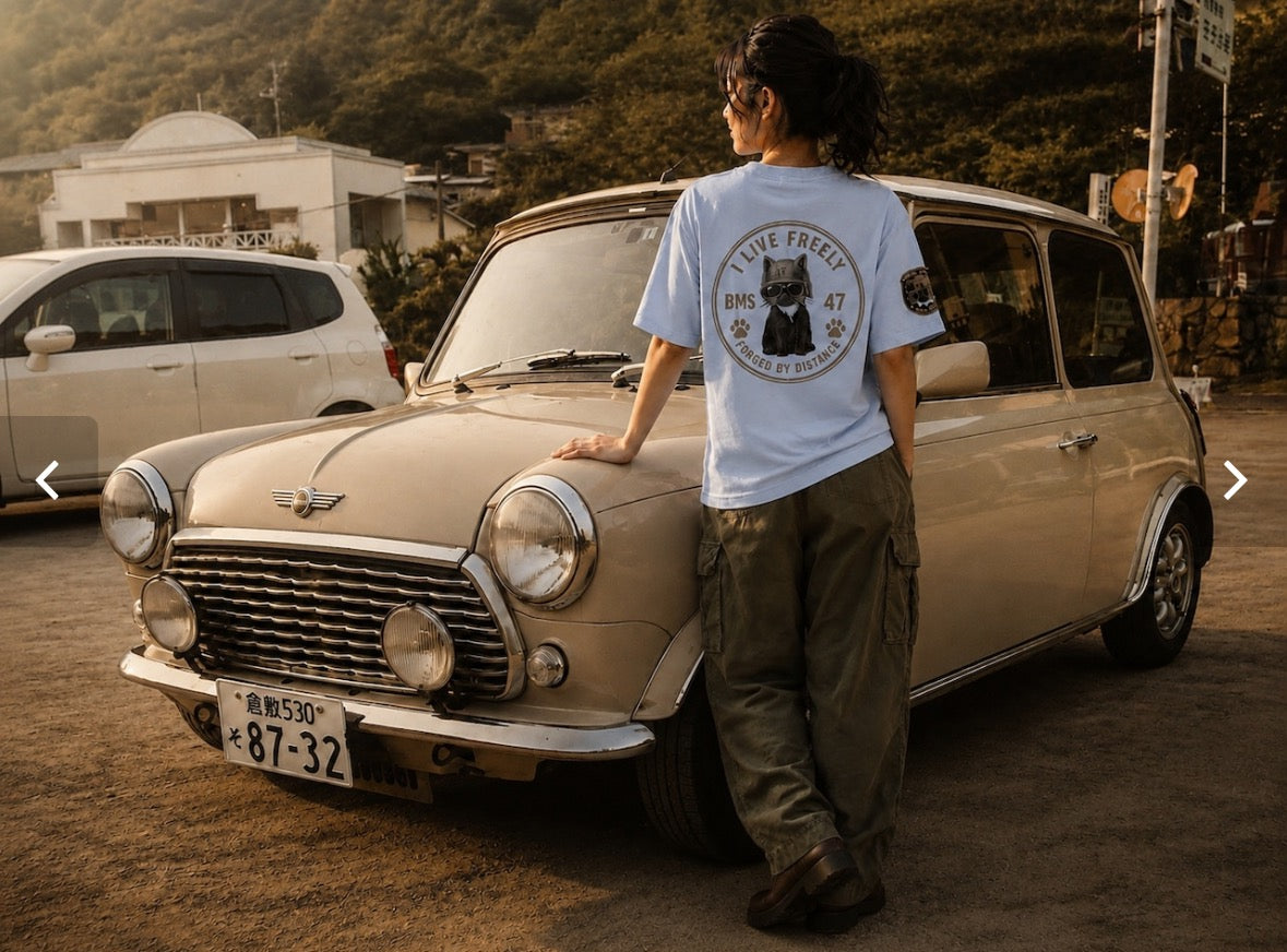 BMS-47I  LIVE FREELY CAT TEE／水色