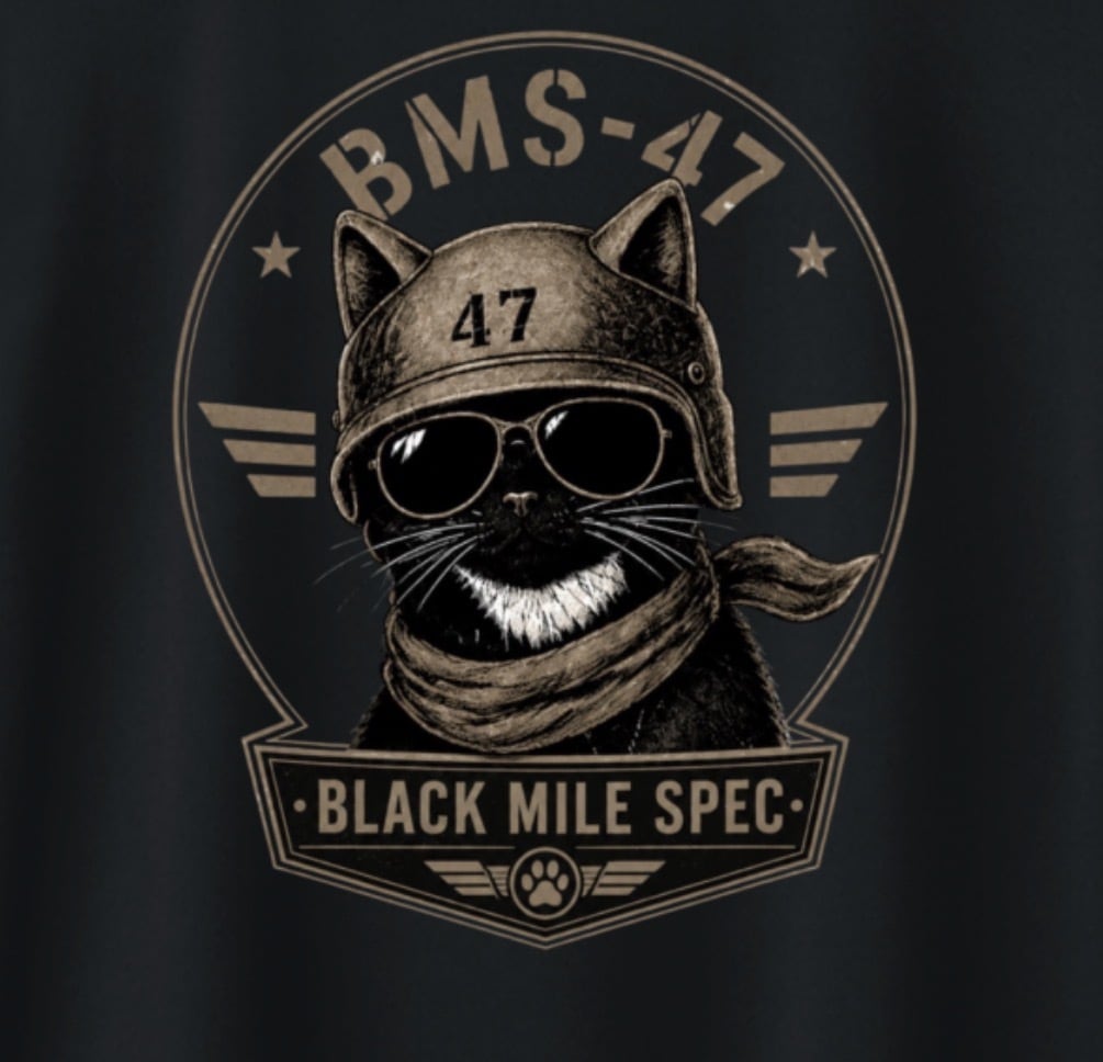 BMS-47 BLACK MILE SPEC TEE “BLACK CAT”/黒