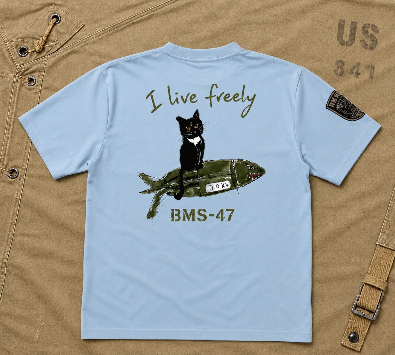 HANGAR LEGEND CAT TEE/ 水色