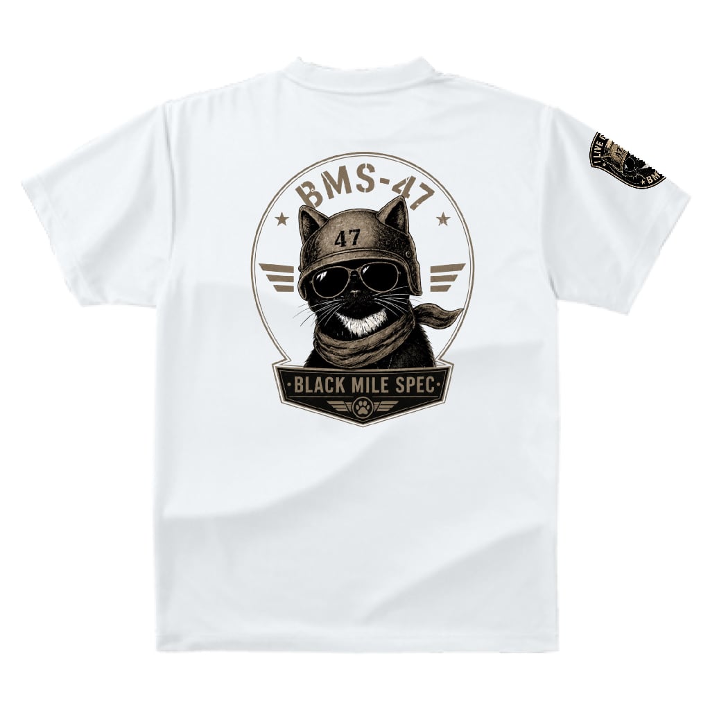 BMS-47 BLACK MILE SPEC TEE “BLACK CAT”／白