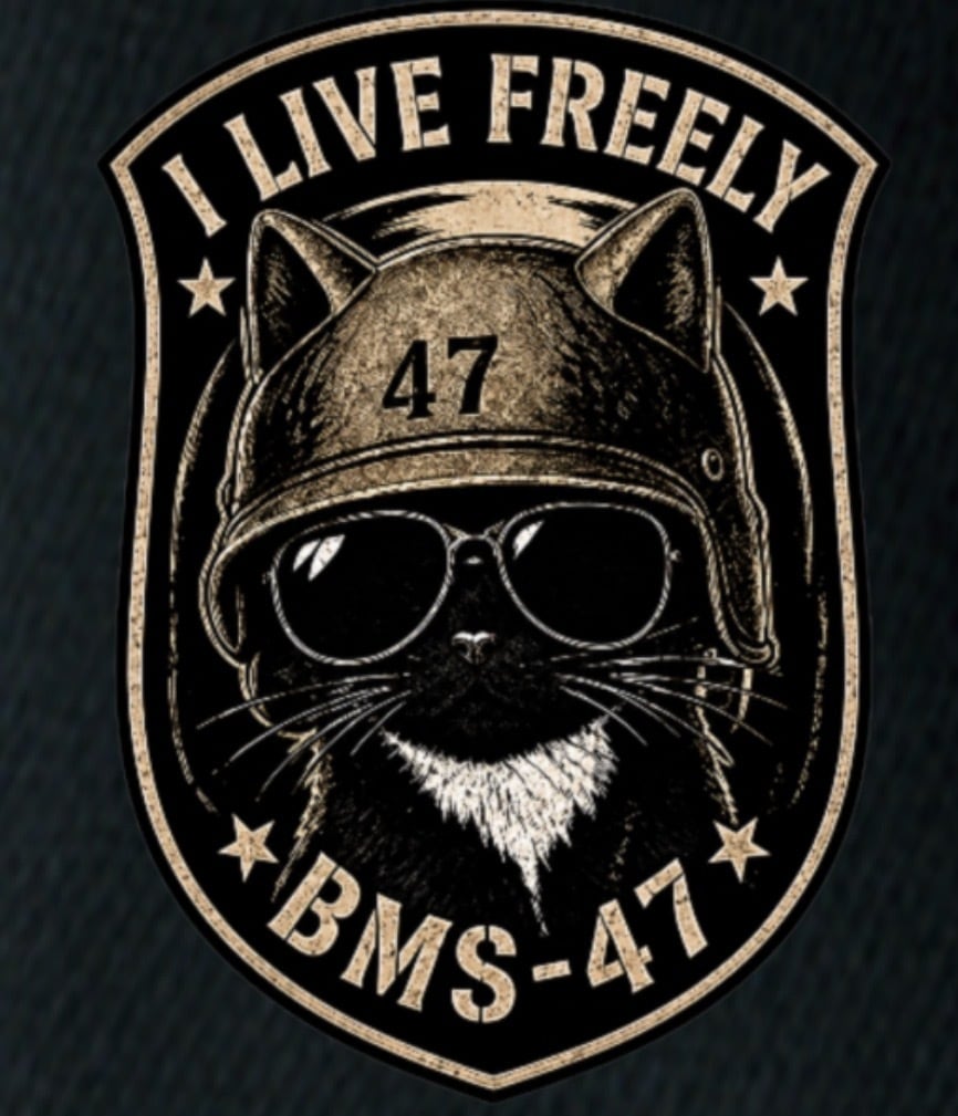 WE LIVE FREELY ROUGH ROADS CAT TEE／黒