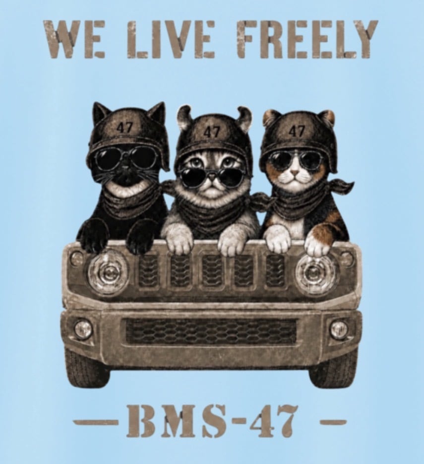 WE LIVE FREELY ROUGH ROADS CAT TEE／水色