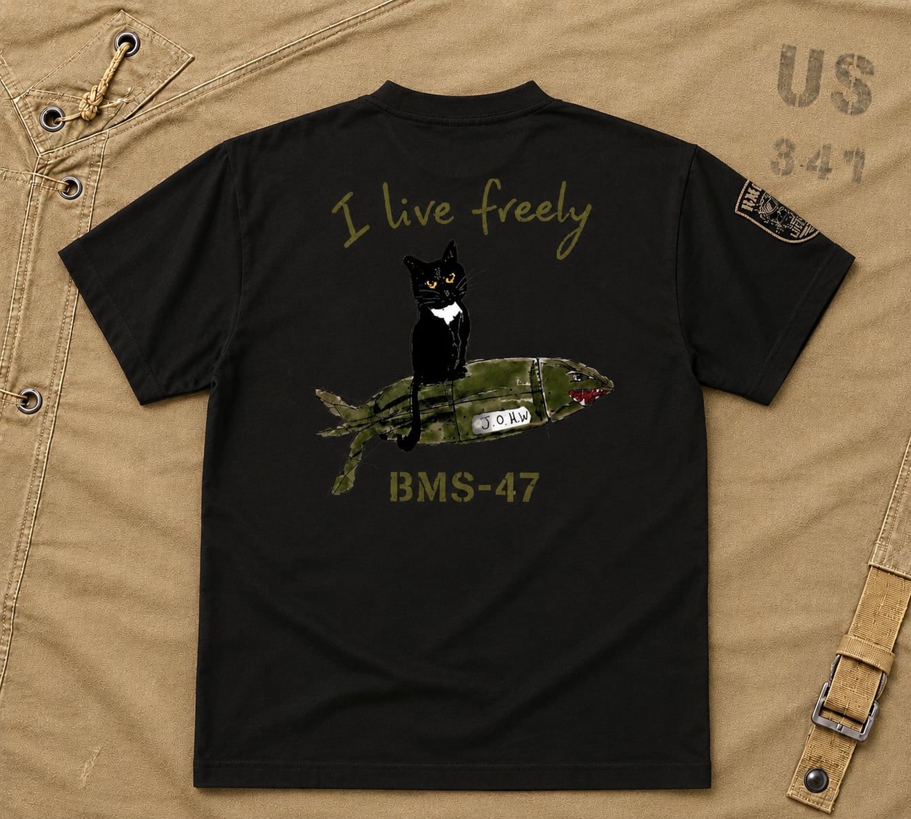 HANGAR LEGEND CAT TEE/ 黒
