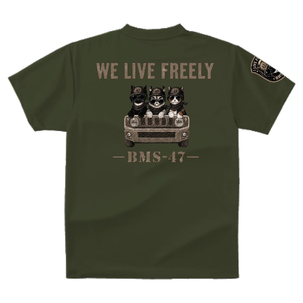 I LIVE FREELY ROUGH ROADS CAT TEE/緑