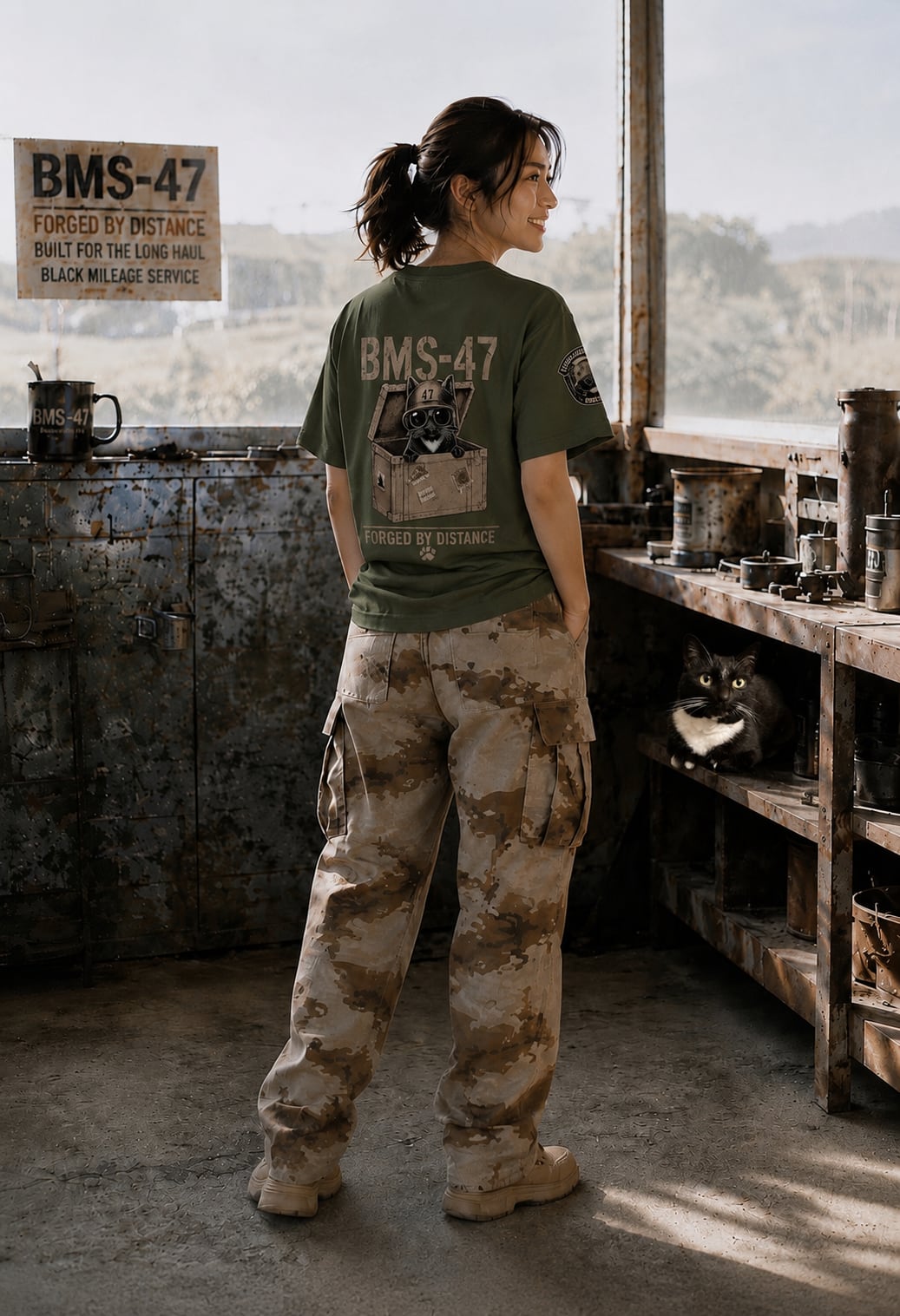 HANGAR CAT TEE / 緑