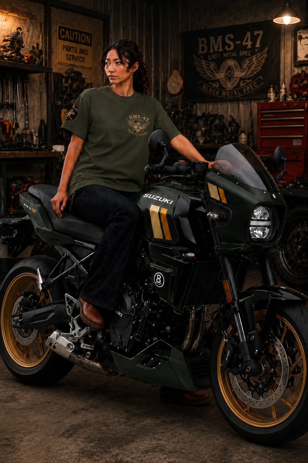 BMS-47 ROAD FORGED TEE /「47」/緑