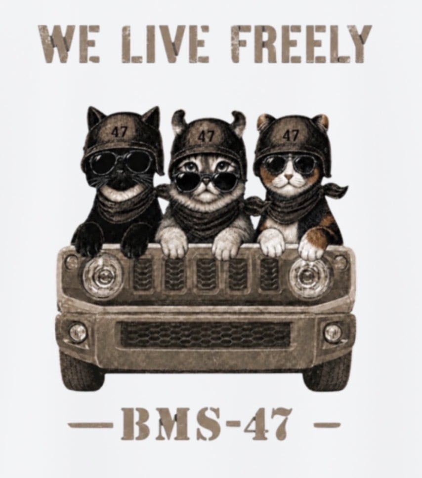 WE LIVE FREELY ROUGH ROADS CAT TEE／白