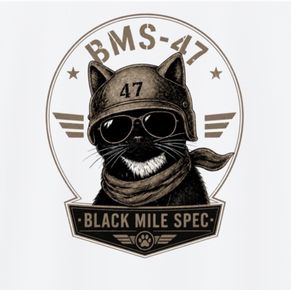 BMS-47 BLACK MILE SPEC TEE “BLACK CAT”／白
