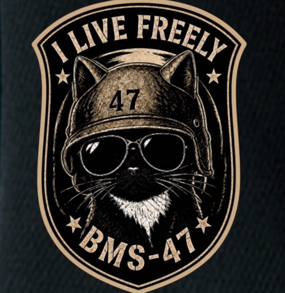 I LIVE FREELY ROUGH ROADS CAT TEE/黒