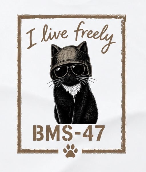 BMS-47 “I LIVE FREELY” CAT TEE／白