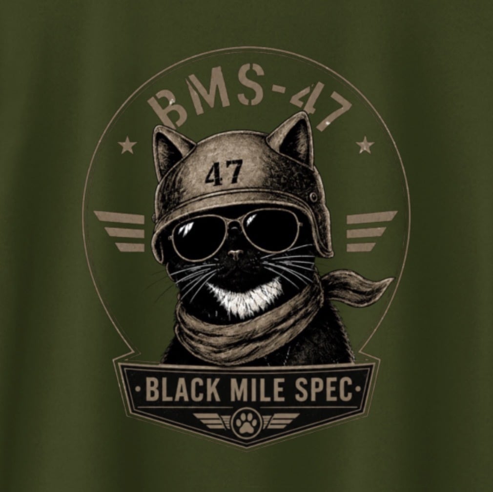 BMS-47 BLACK MILE SPEC TEE “BLACK CAT”/緑