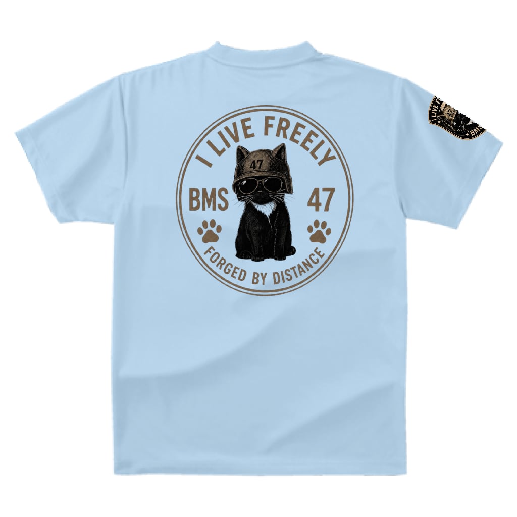 BMS-47I  LIVE FREELY CAT TEE／水色