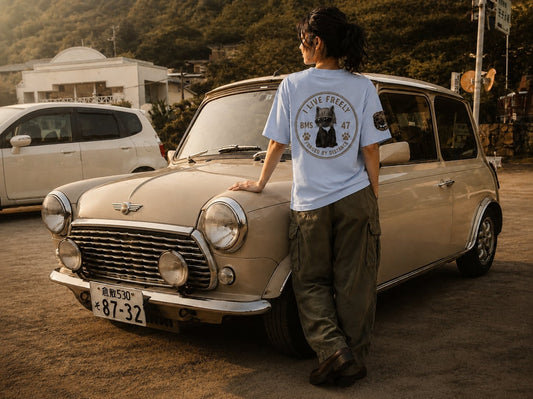 BMS-47I  LIVE FREELY CAT TEE／水色