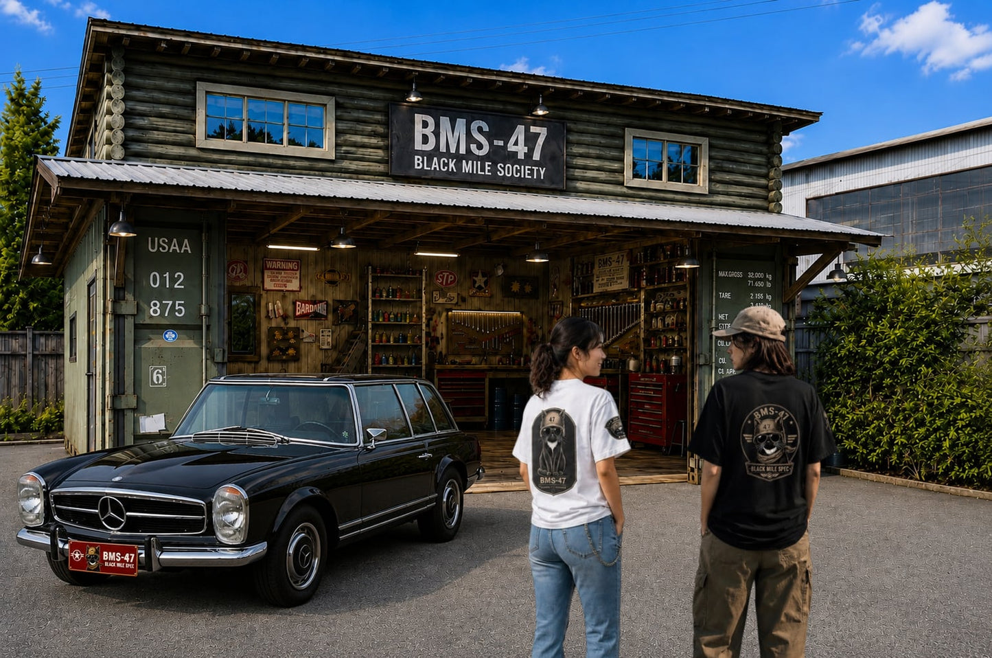 BMS-47 CLASSIC GARAGE CAT TEE/白
